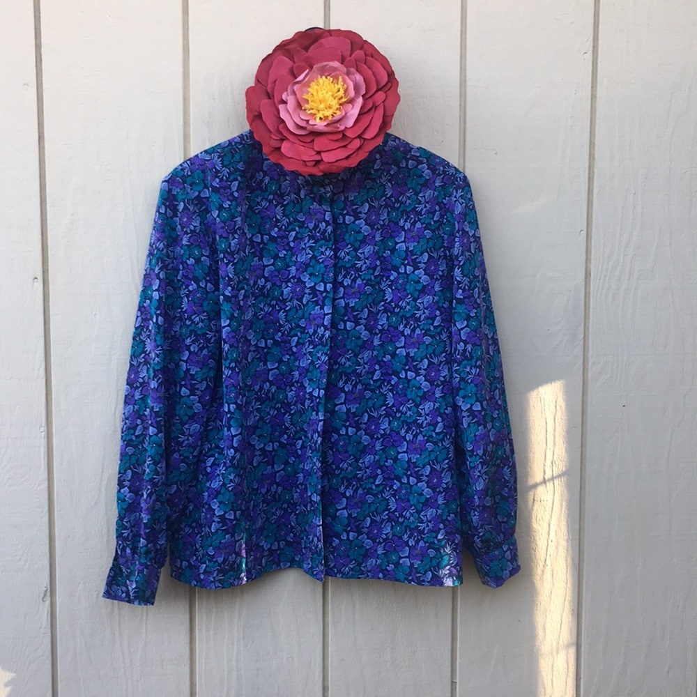 💐 Hidden Button Floral Pendleton Blouse 💐